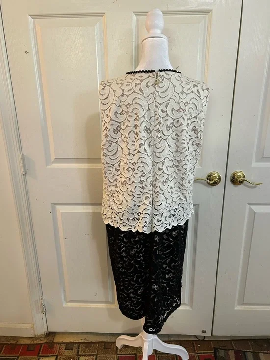 Tommy Hilfiger cream & black lace popover dress, size 14 - Picture 5 of 6
